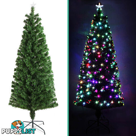 7FT Christmas Tree 260 LED Lights 2.1M Fabric Optic Xmas Home Decoration Green