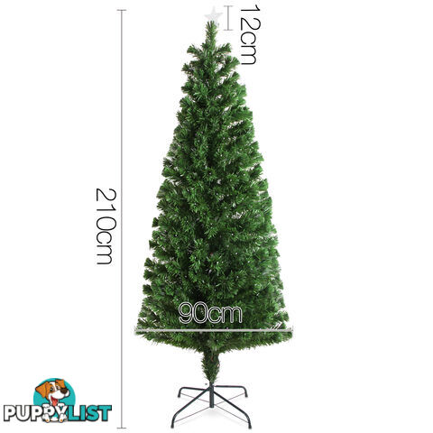 7FT Christmas Tree 260 LED Lights 2.1M Fabric Optic Xmas Home Decoration Green