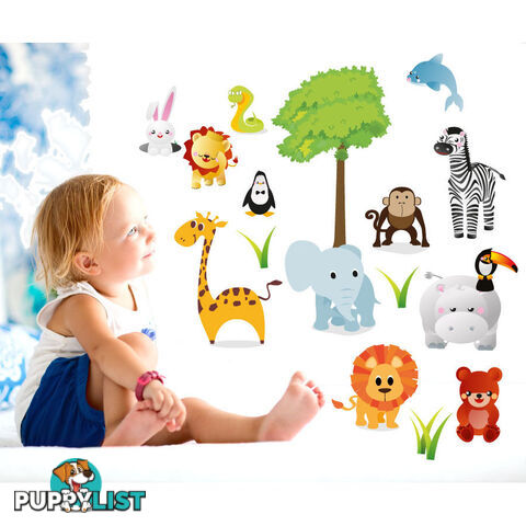 Medium Size Cute Zoo Animals Kids Wall Stickers - Totally Movable