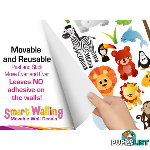 Medium Size Cute Zoo Animals Kids Wall Stickers - Totally Movable