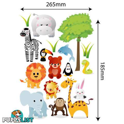 Medium Size Cute Zoo Animals Kids Wall Stickers - Totally Movable