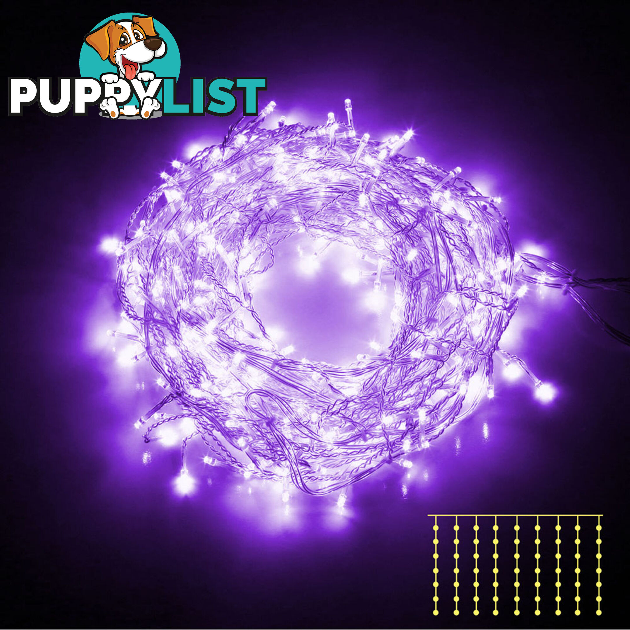 Purple 600 LED Fairy Curtain Lights Outdoor Indoor Decoration Wedding Party