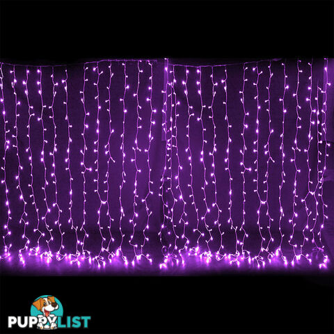 Purple 600 LED Fairy Curtain Lights Outdoor Indoor Decoration Wedding Party