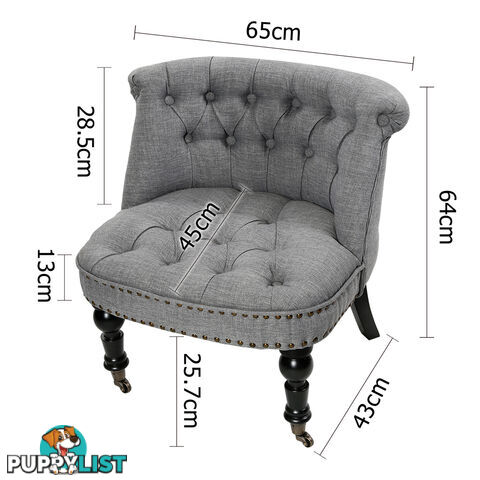 Lorraine Chair French Provincial Linen Fabric Sofa Ash Grey