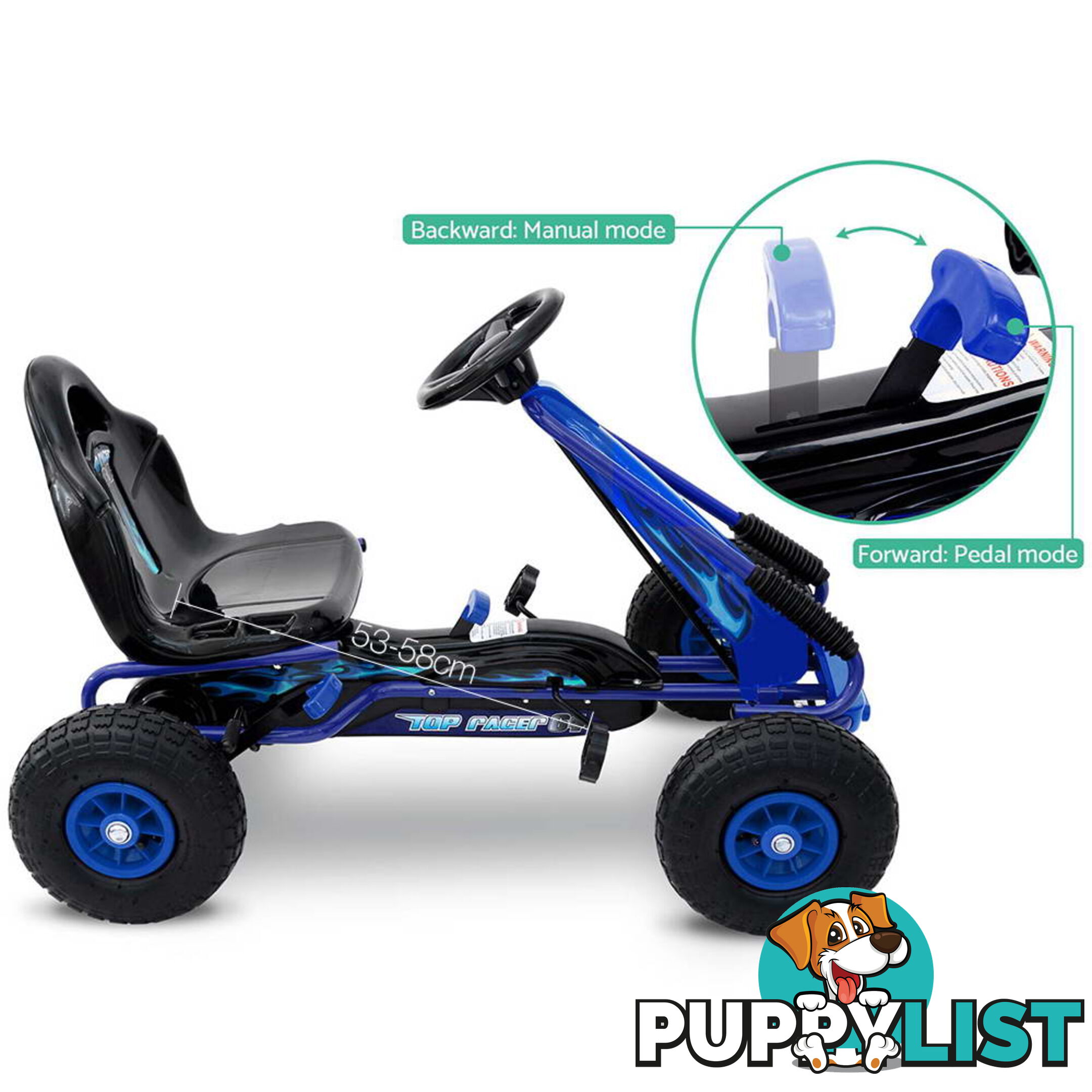 Kids Pedal Go Kart - Blue