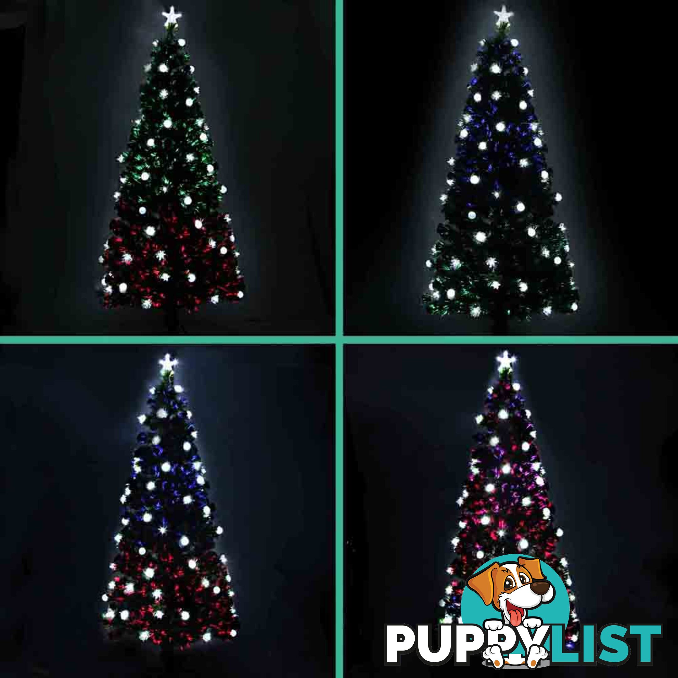 7FT Christmas Tree LED Lights 2.1M Fabric Optic Xmas Home Decoration Green