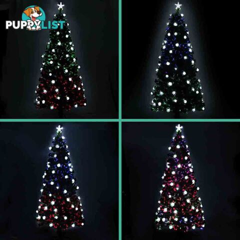 7FT Christmas Tree LED Lights 2.1M Fabric Optic Xmas Home Decoration Green