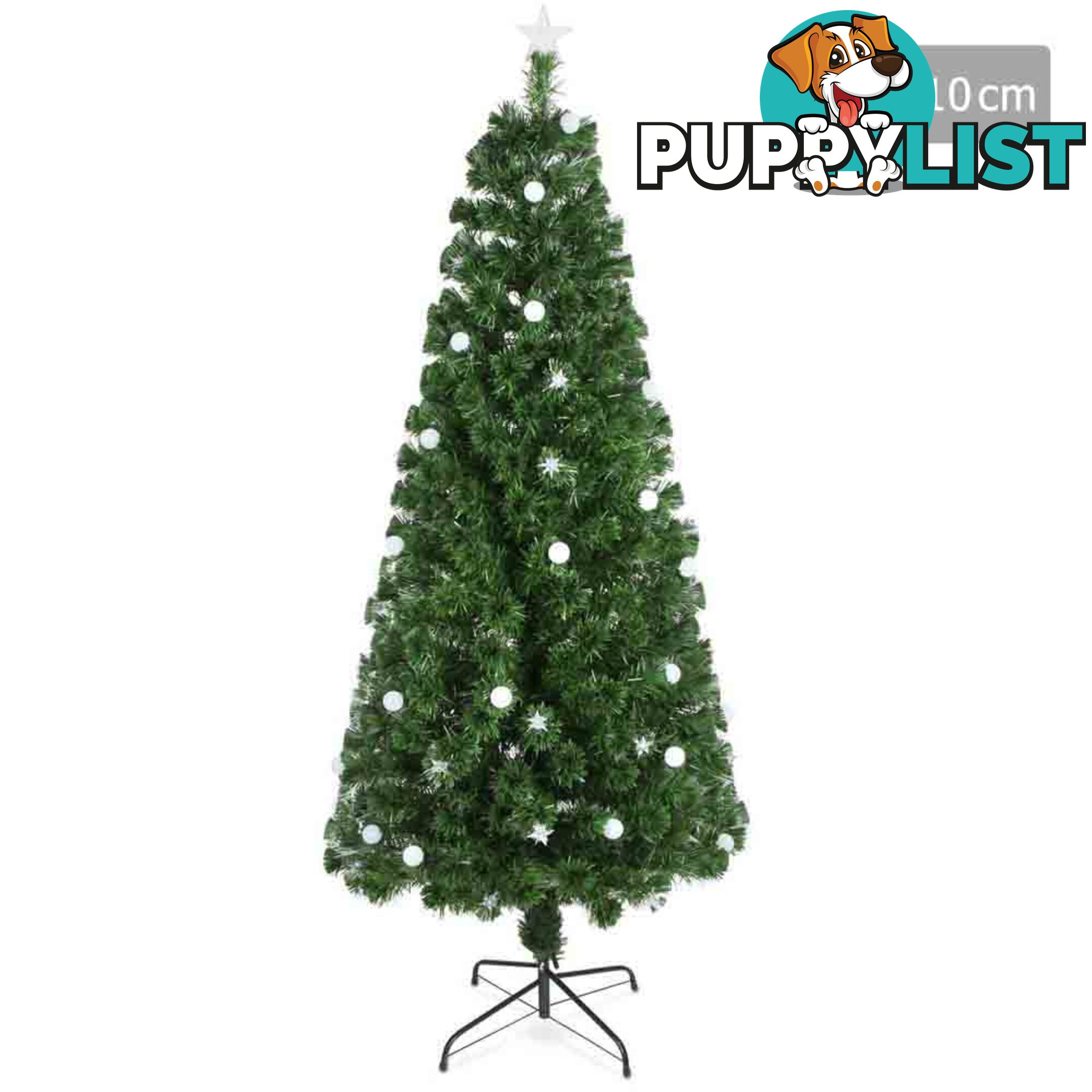 7FT Christmas Tree LED Lights 2.1M Fabric Optic Xmas Home Decoration Green