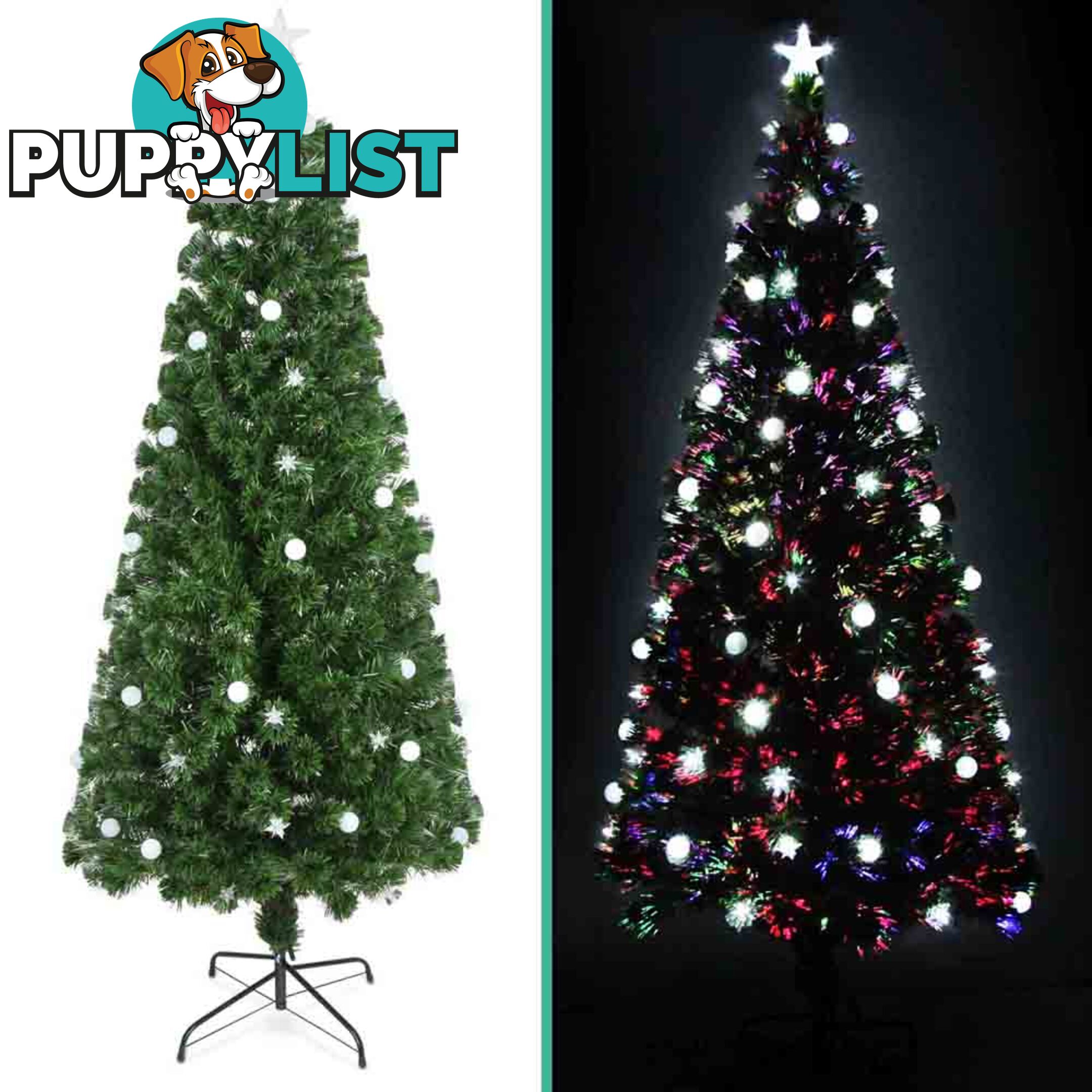 7FT Christmas Tree LED Lights 2.1M Fabric Optic Xmas Home Decoration Green