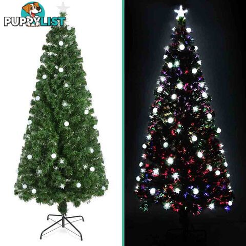 7FT Christmas Tree LED Lights 2.1M Fabric Optic Xmas Home Decoration Green