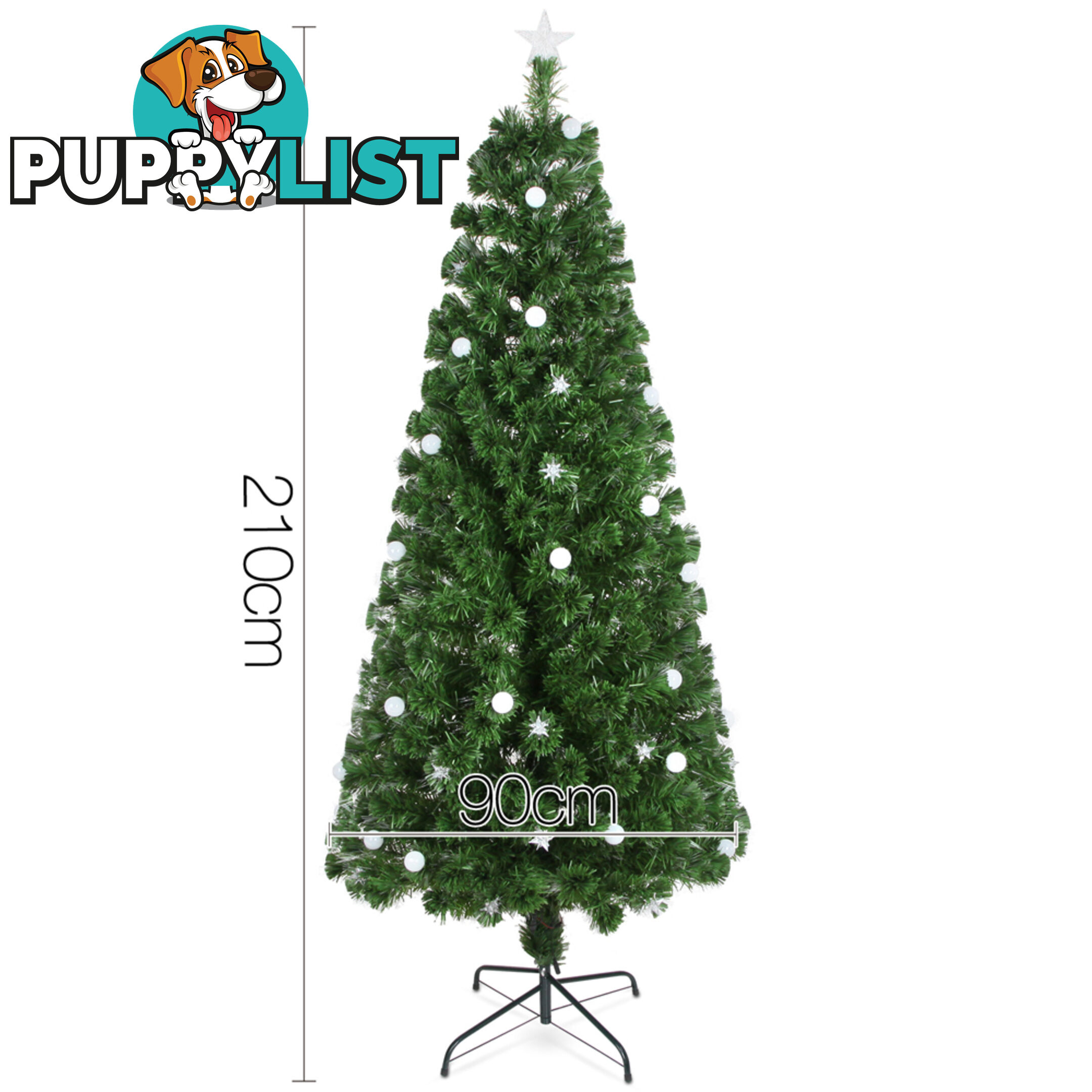 7FT Christmas Tree LED Lights 2.1M Fabric Optic Xmas Home Decoration Green