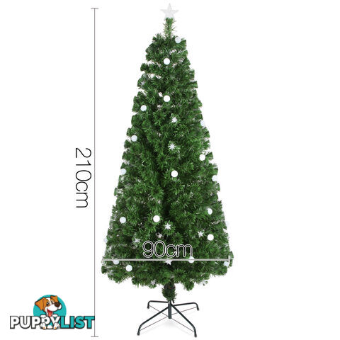 7FT Christmas Tree LED Lights 2.1M Fabric Optic Xmas Home Decoration Green