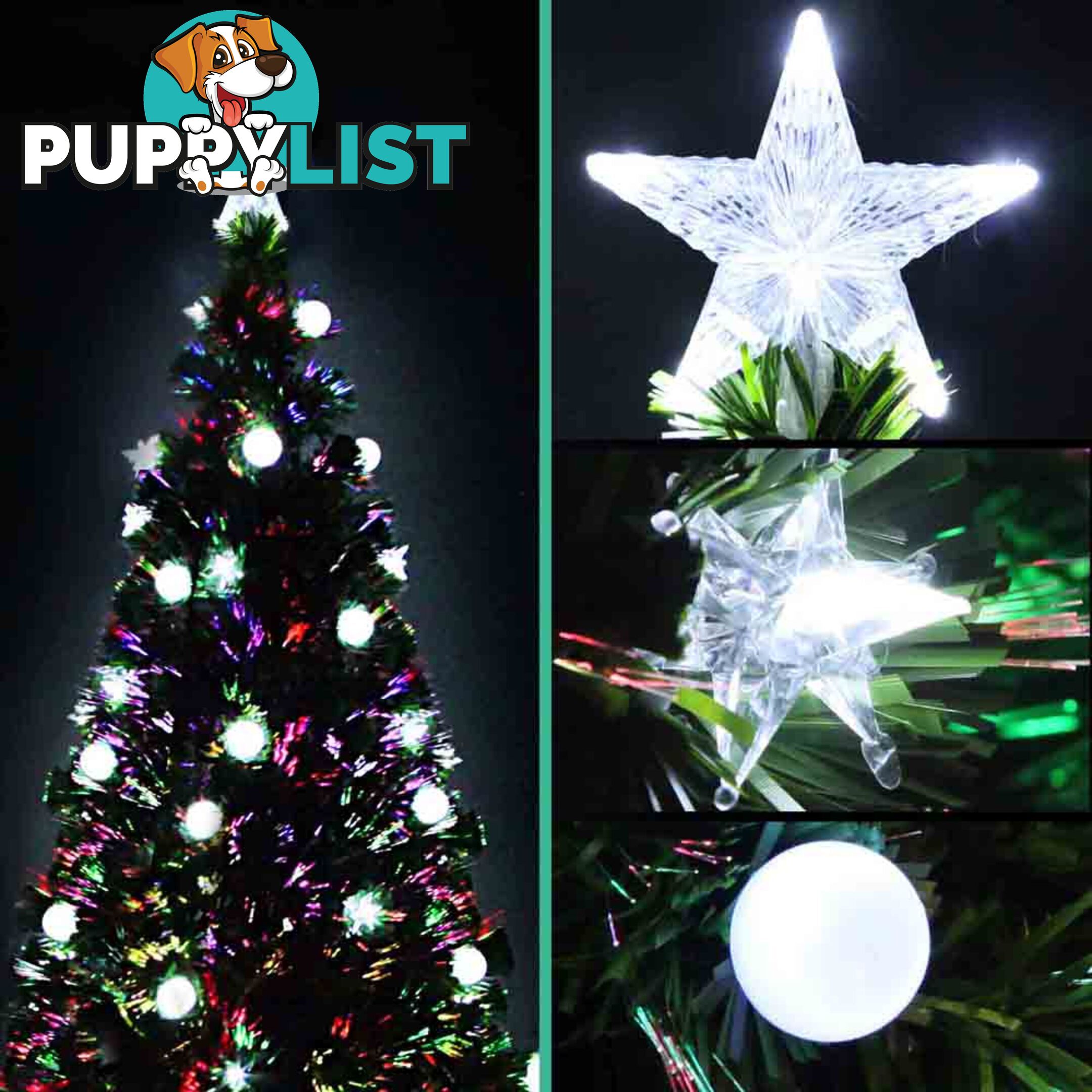 7FT Christmas Tree LED Lights 2.1M Fabric Optic Xmas Home Decoration Green