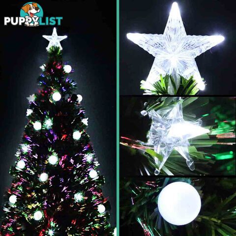 7FT Christmas Tree LED Lights 2.1M Fabric Optic Xmas Home Decoration Green