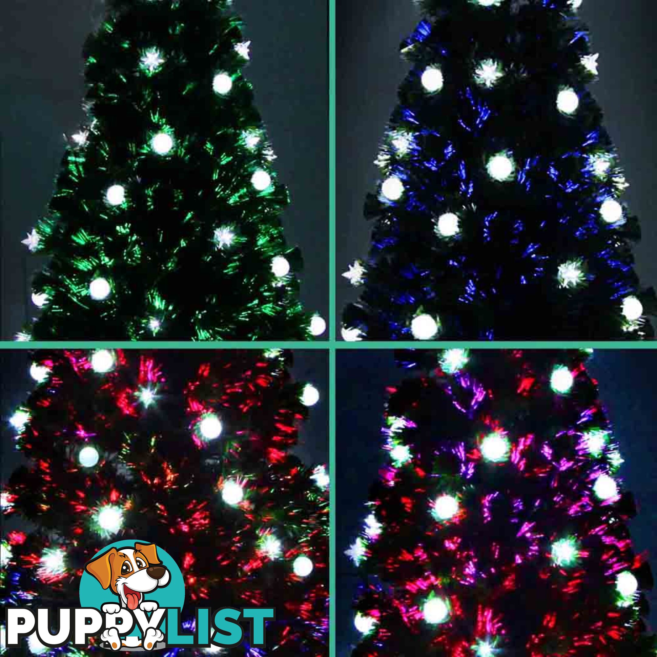 7FT Christmas Tree LED Lights 2.1M Fabric Optic Xmas Home Decoration Green