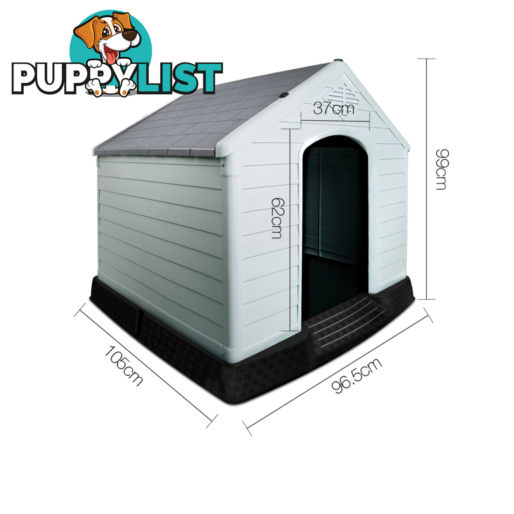 99CM Weatherproof Plastic Dog Kennel Pet Puppy Outdoor Indoor Garden Dog House