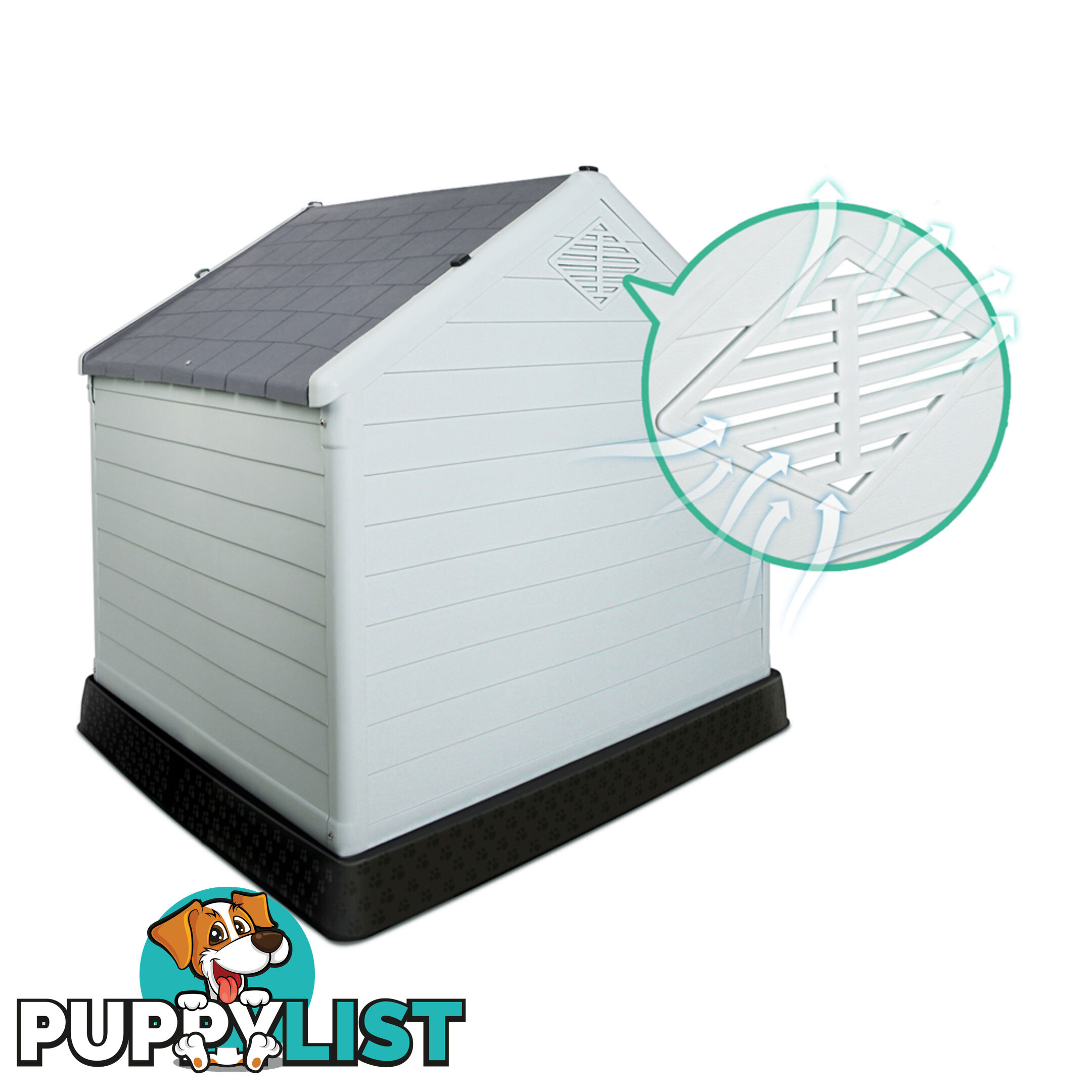 99CM Weatherproof Plastic Dog Kennel Pet Puppy Outdoor Indoor Garden Dog House