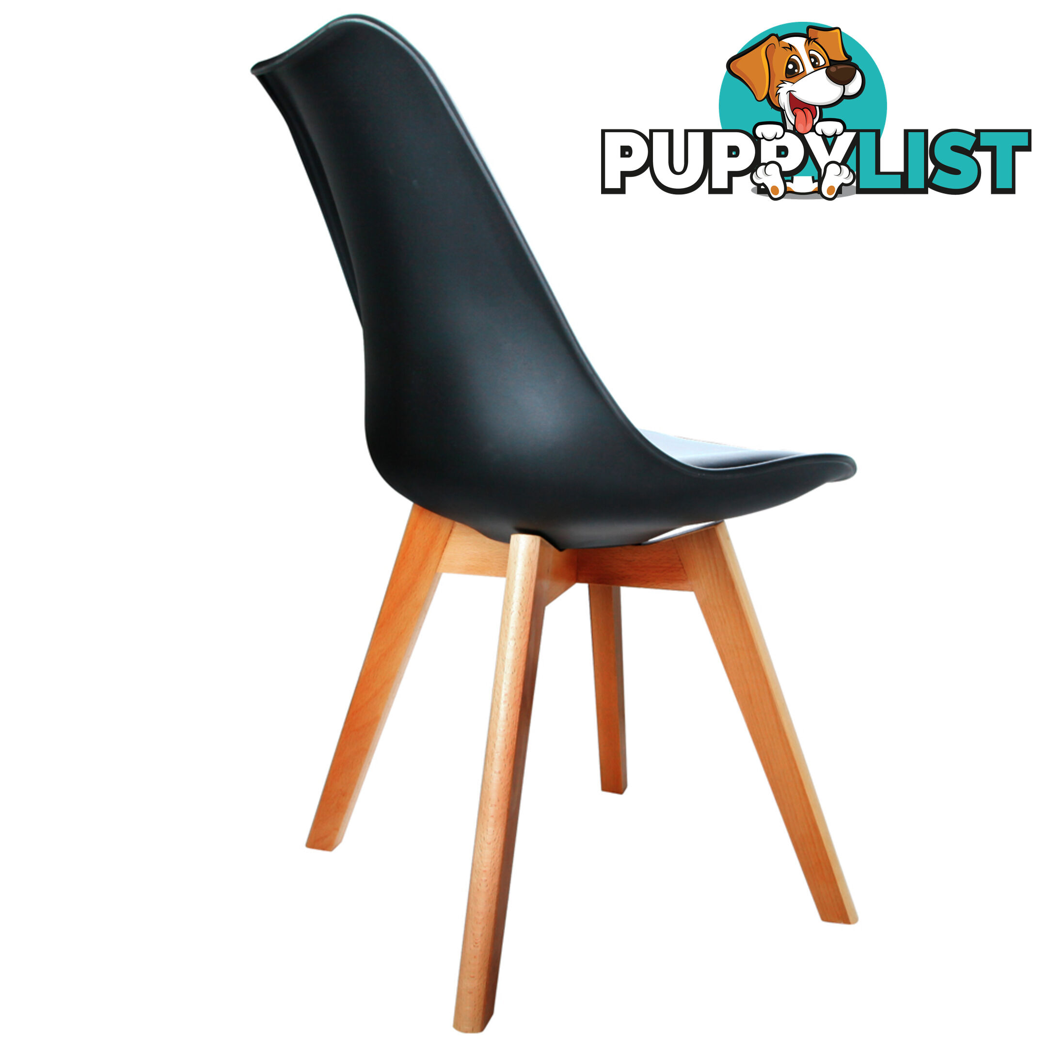 Set of 2 Dining Chair PU Leather Seat Black