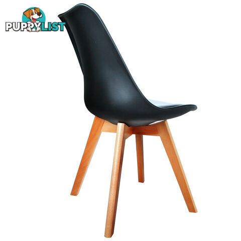 Set of 2 Dining Chair PU Leather Seat Black