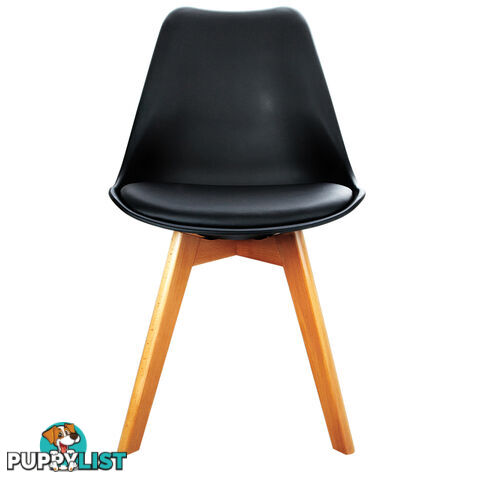 Set of 2 Dining Chair PU Leather Seat Black