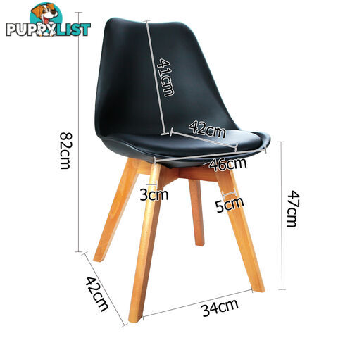 Set of 2 Dining Chair PU Leather Seat Black