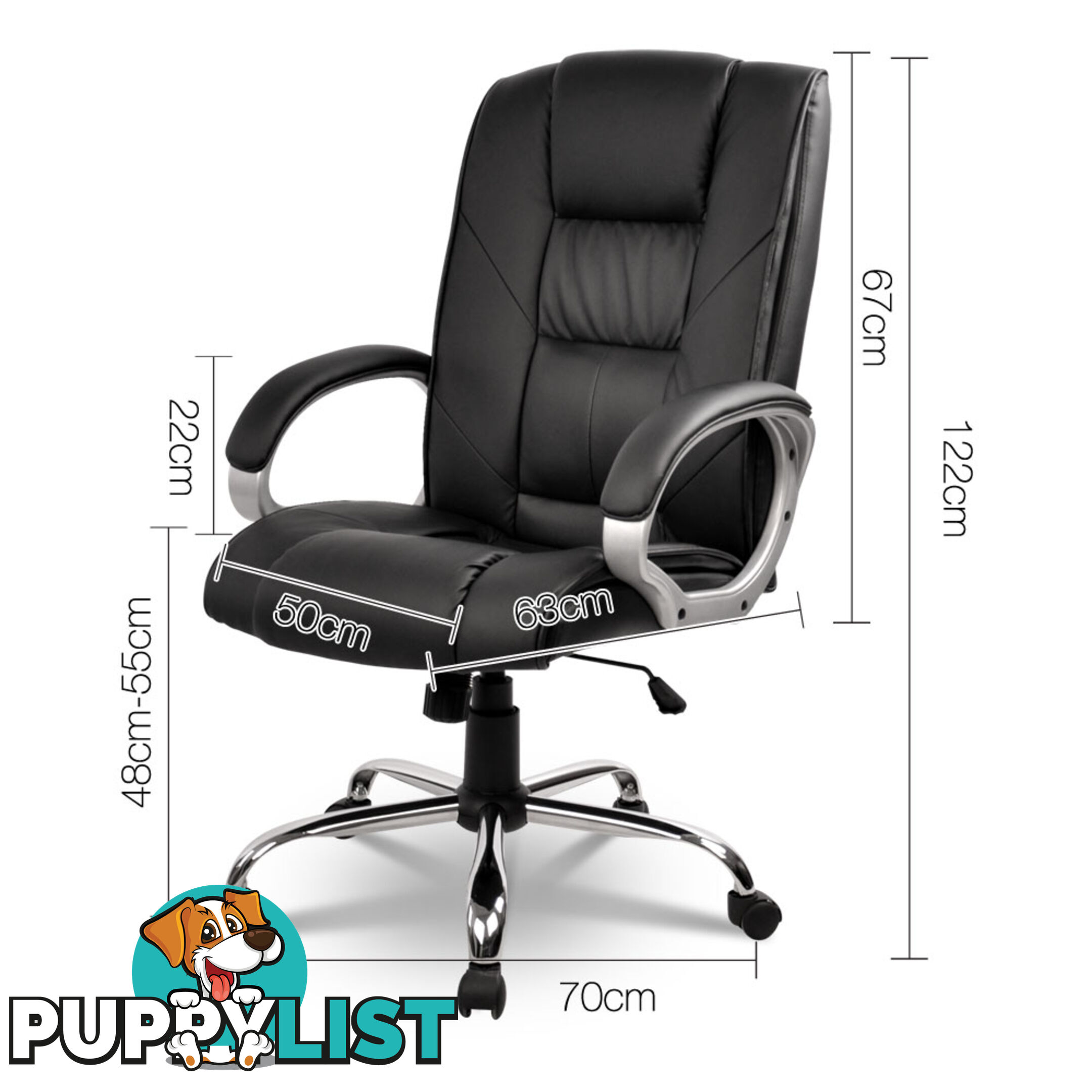 Executive PU Leather High Back Office Computer Chair Black