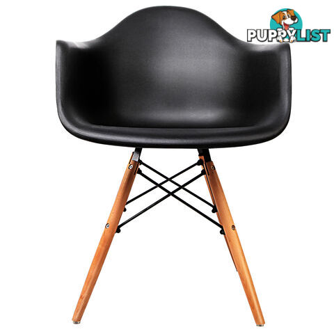 Set of 2 Replica Eames Cafe Chairs Beech Black