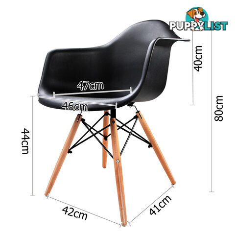 Set of 2 Replica Eames Cafe Chairs Beech Black