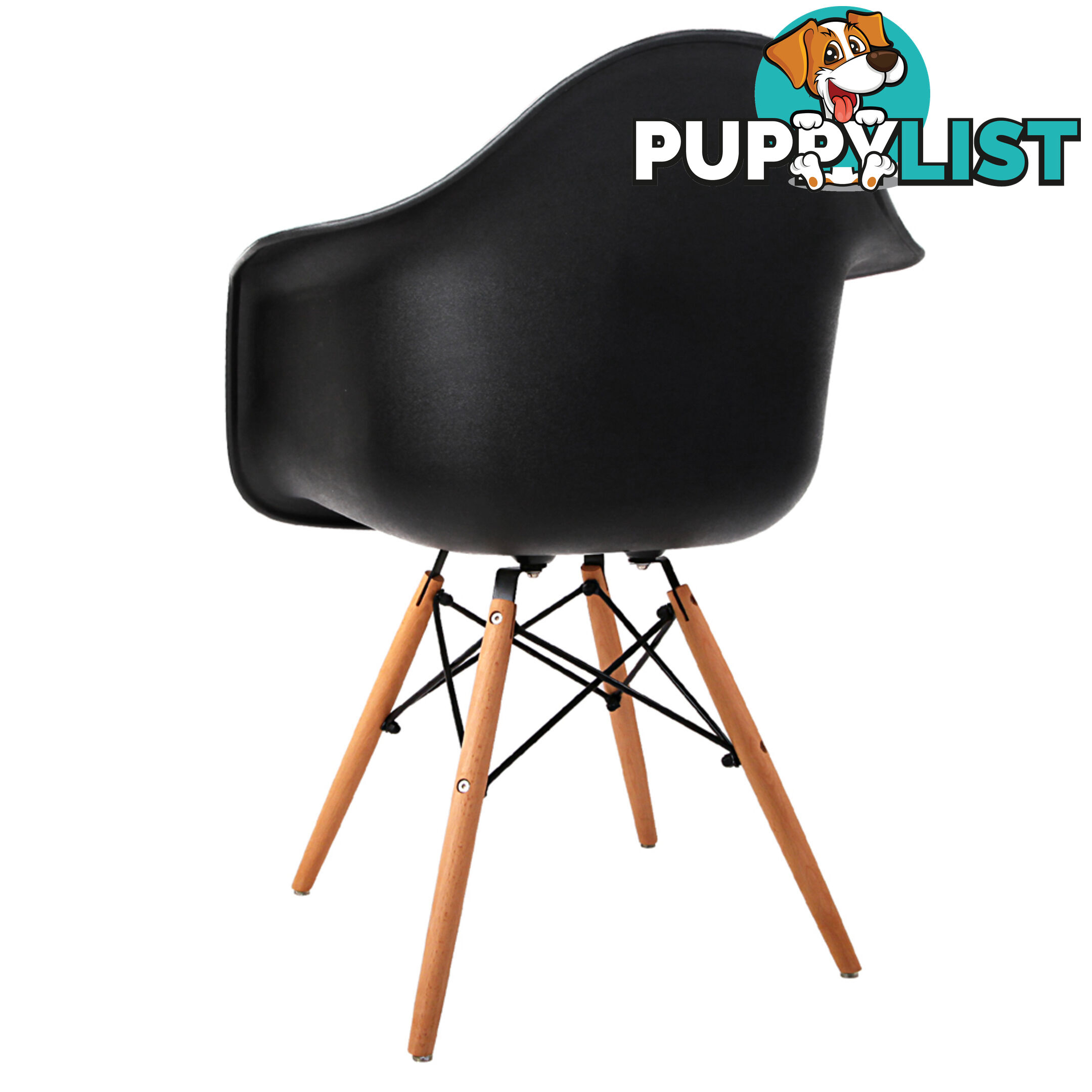 Set of 2 Replica Eames Cafe Chairs Beech Black