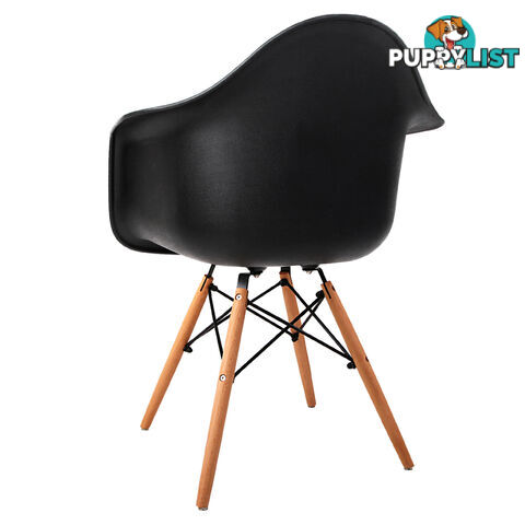 Set of 2 Replica Eames Cafe Chairs Beech Black