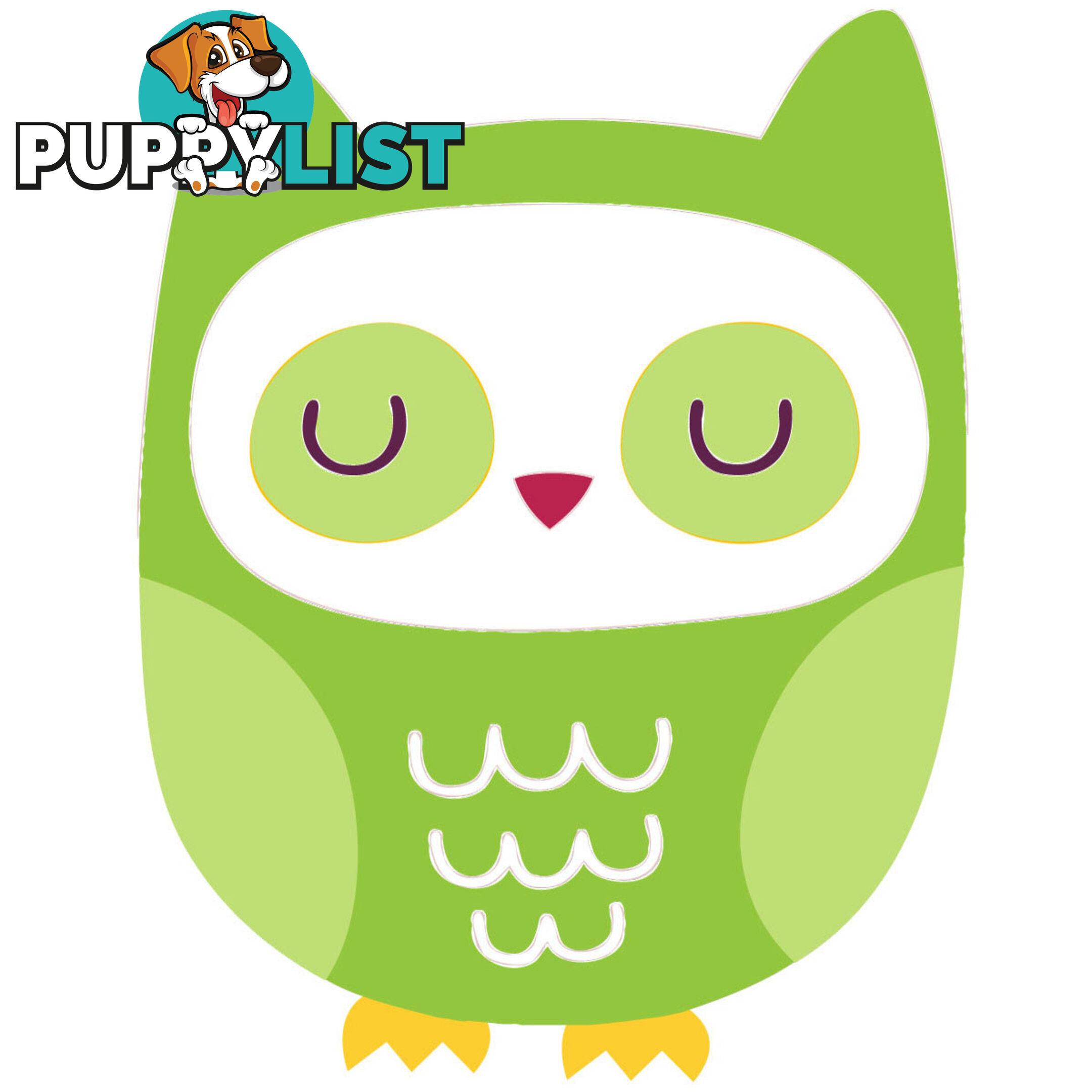 10 X Green Owl Wall Stickers - Totally Movable