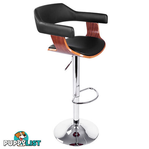 PU Leather Wooden Kitchen Bar Stool Black