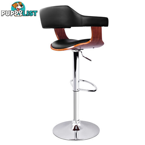 PU Leather Wooden Kitchen Bar Stool Black