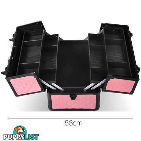 Portable Professional Makeup Beauty Case Cosmetic Box Carry Bag Diamond Pink