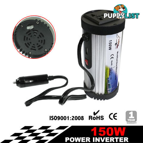 150W Power Inverter Max 300W 12-240V Sine Wave USB Laptop Charger Camp Boat