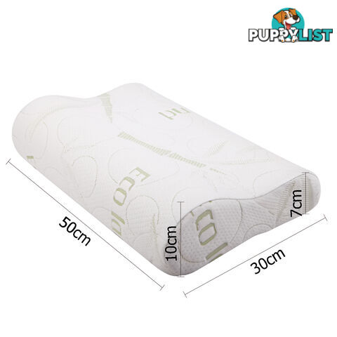 2 x Contour Memory Foam Pillow Eco-Friendly Bamboo Fabric Cover 50 x 30 cm