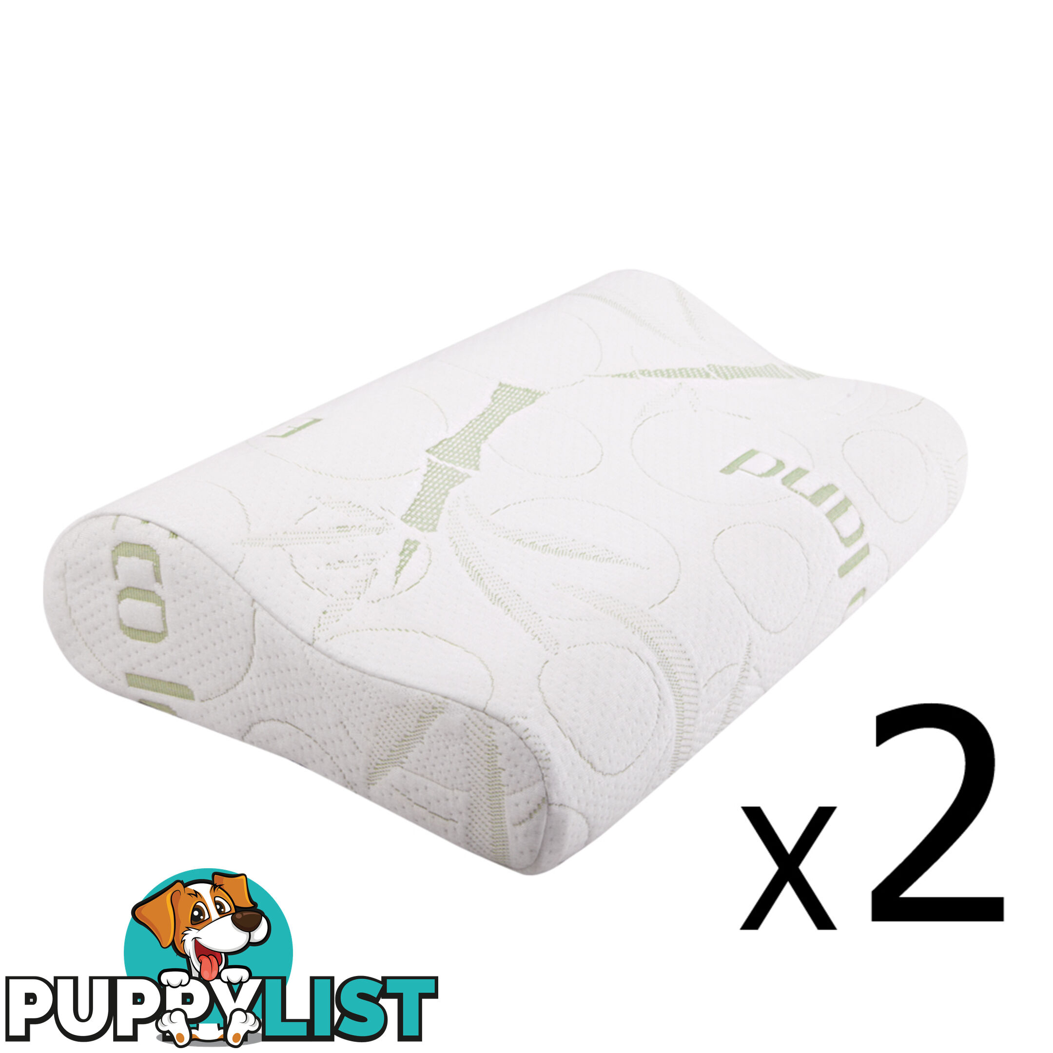 2 x Contour Memory Foam Pillow Eco-Friendly Bamboo Fabric Cover 50 x 30 cm