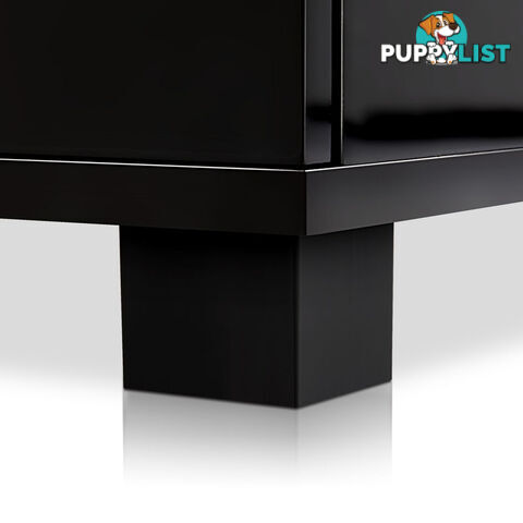 Glossy Bedside Table - Black