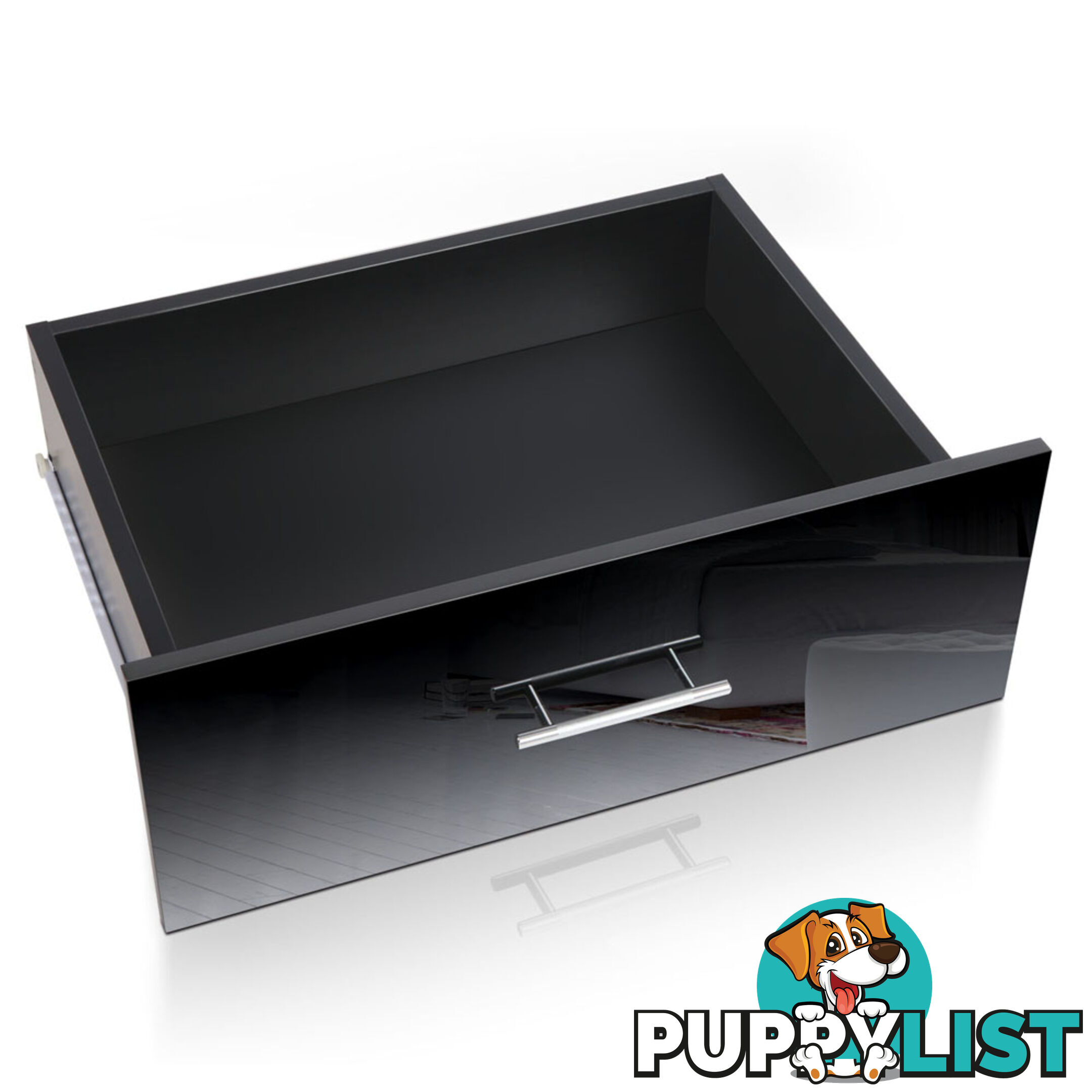 Glossy Bedside Table - Black