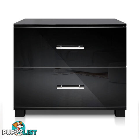 Glossy Bedside Table - Black