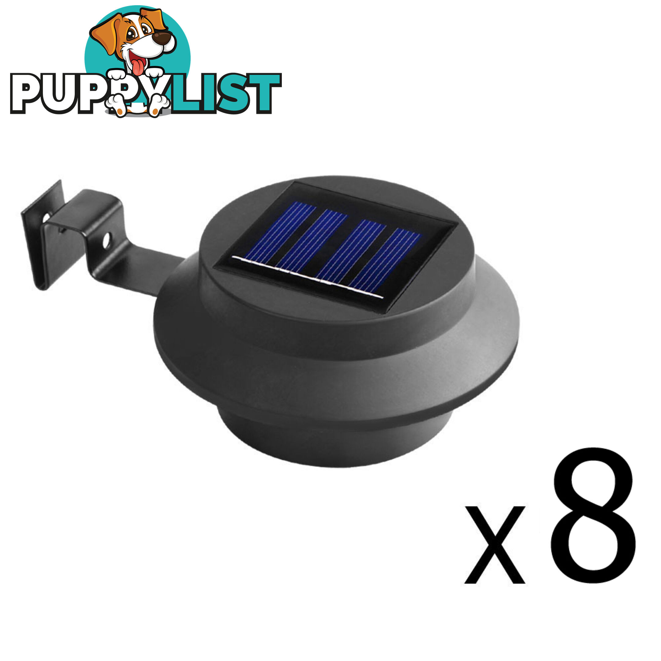 Set of 8 Solar Gutter Light - Black