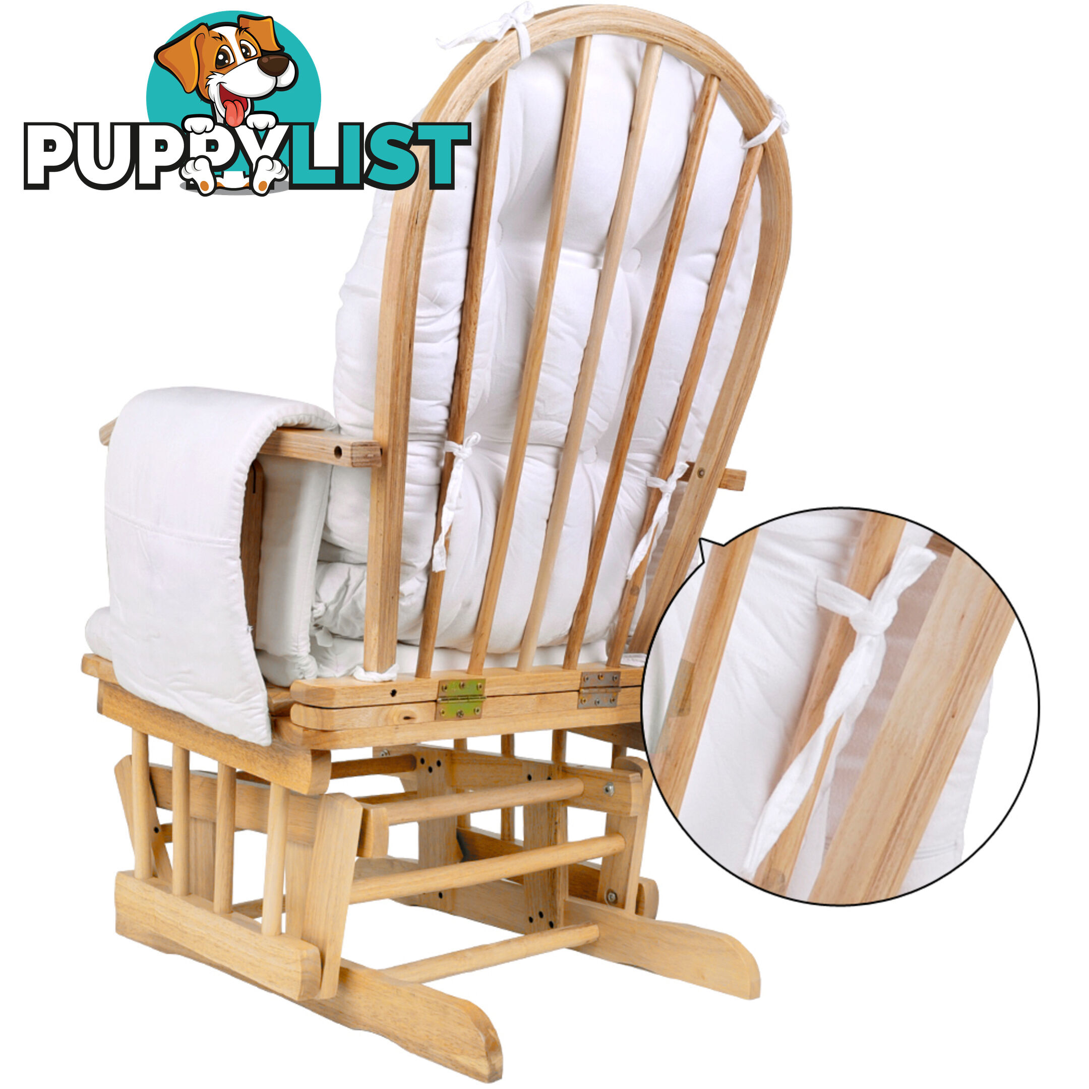 Baby Breast Feeding Rocking Sliding Glider Nursing Chair Ottoman Natural Wood