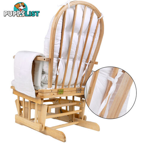 Baby Breast Feeding Rocking Sliding Glider Nursing Chair Ottoman Natural Wood