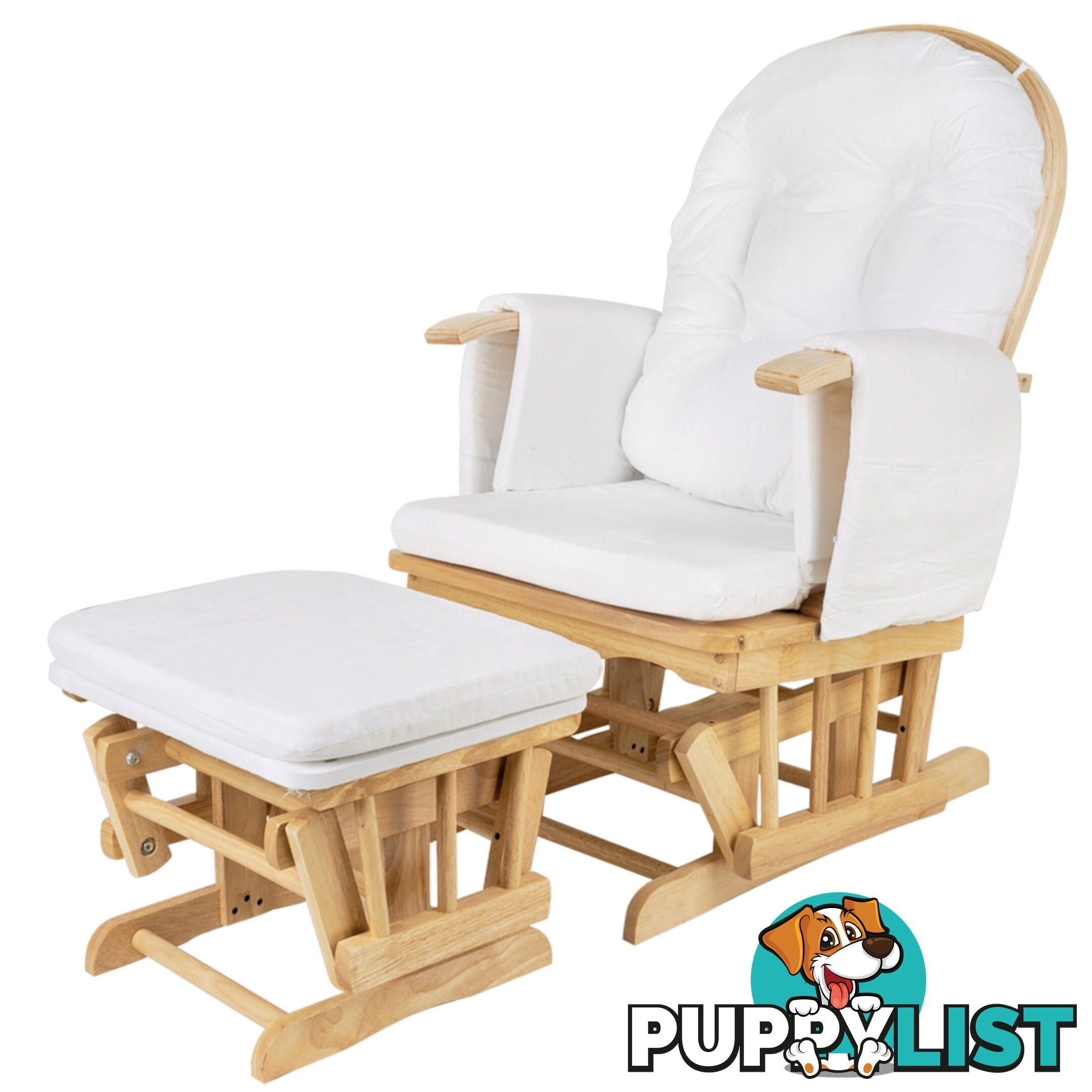 Baby Breast Feeding Rocking Sliding Glider Nursing Chair Ottoman Natural Wood