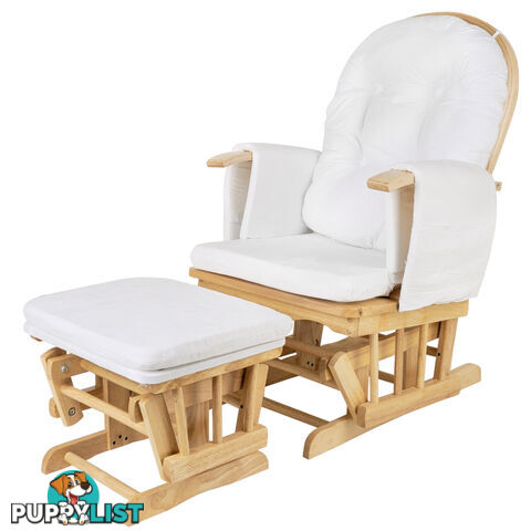 Baby Breast Feeding Rocking Sliding Glider Nursing Chair Ottoman Natural Wood