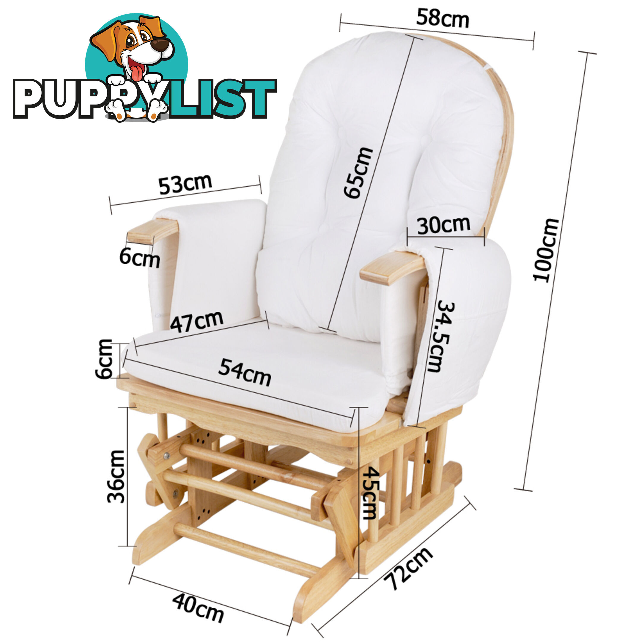 Baby Breast Feeding Rocking Sliding Glider Nursing Chair Ottoman Natural Wood