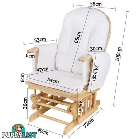 Baby Breast Feeding Rocking Sliding Glider Nursing Chair Ottoman Natural Wood