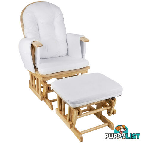 Baby Breast Feeding Rocking Sliding Glider Nursing Chair Ottoman Natural Wood