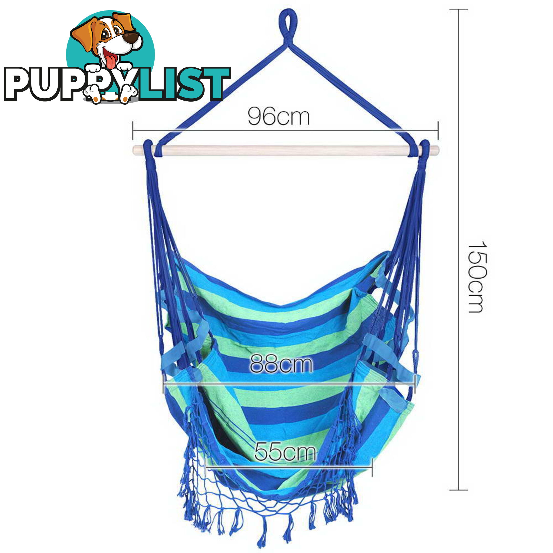 Ocean Blue Hanging Hammock Chair