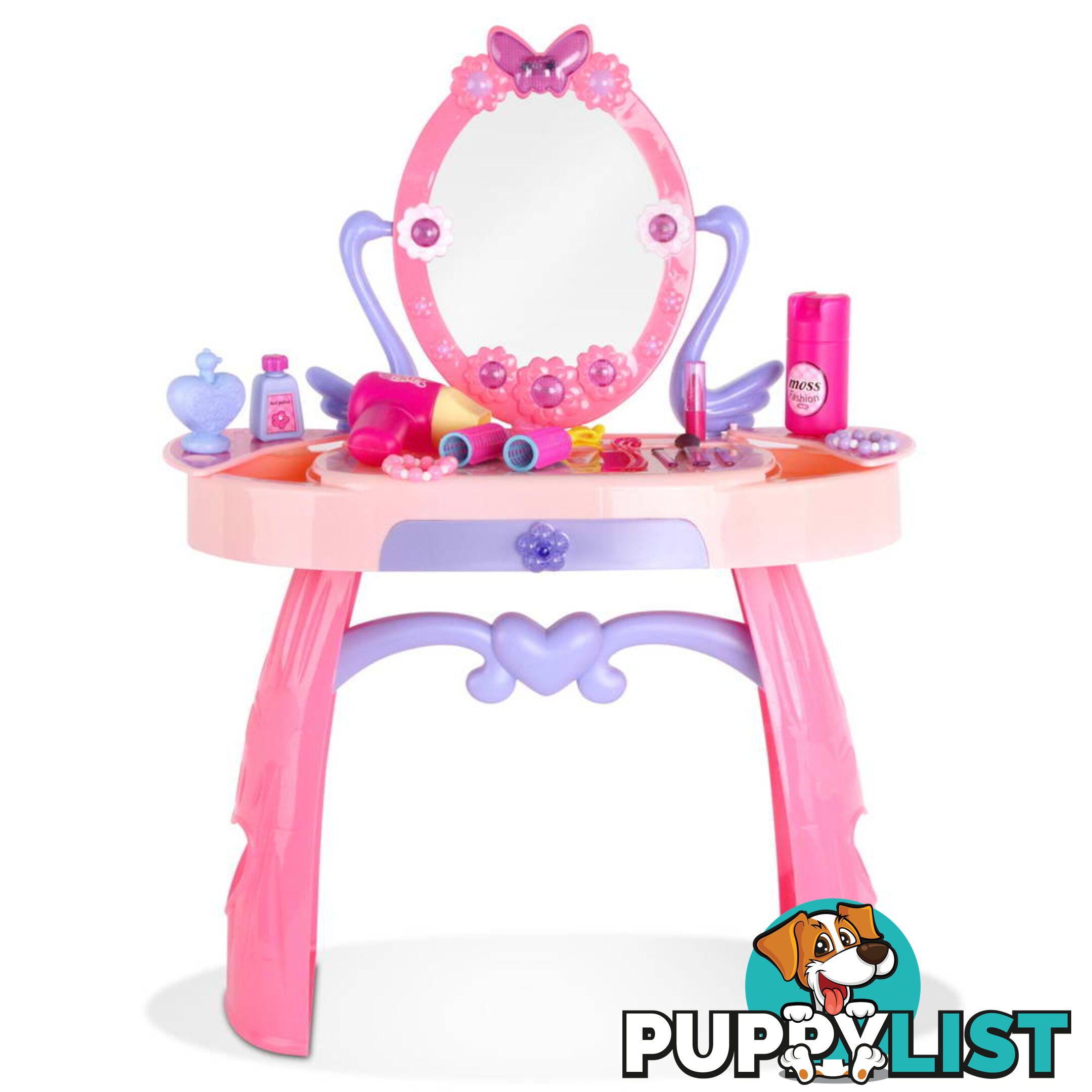 28 Piece Pretend Girls Kids Dressing Table Make Up Beauty Vanity Desk Toy Set